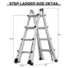Aluminum Multi-Position Ladder with Wheels, 300 lbs Weight Rating, 17 FT