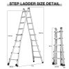 Aluminum Multi-Position Ladder with Wheels, 300 lbs Weight Rating, 22 FT