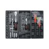 4 DRAWERS MULTIFUNCTIONAL TOOL CART WITH TOOL SET AND WOODEN TOP