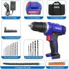 Pro 20V Electric Screwdriver Cordless Drill Power Driver Tools Set 3/8" with LED Work Light